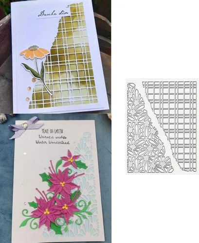 Miniatura 25 de Troqueles de corte para hacer tarjetas de papel, marco de fondo de Navidad 3D, plantillas de metal, herramientas de álbumes de recortes, plantilla