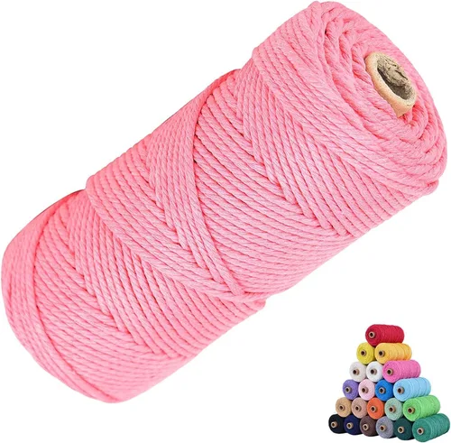 Miniatura 73 de Cuerda de algodón para macramé, de 0.11 pulgadas x 109 yardas, cuerda de macramé natural marrón, suministros perfectos de algodón para hacer