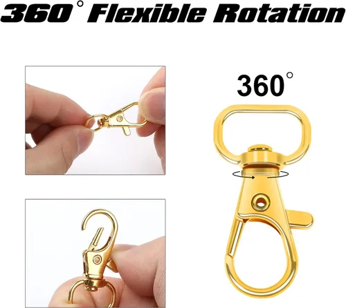 Miniatura 4 de SANNIX 120 ganchos de clip para llavero y anillos en D a granel incluyen 60 ganchos giratorios a presión clips de cordón y 60 anillos en D