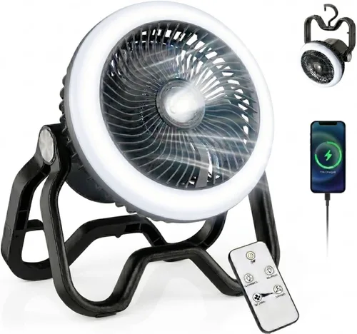 Ventiladores de campamento para tiendas de campaña, ventilador de exterior con ventilador de luz para dormitorio, linterna de camping portátil