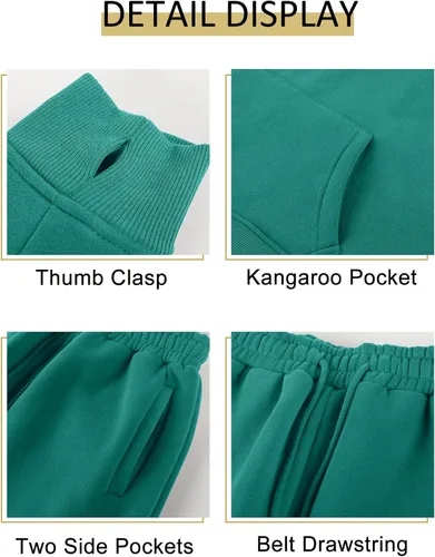 Miniatura 36 de Kissonic Conjunto deportivo de forro polar para mujer, 2 piezas, sudadera con capucha y pantalones deportivos