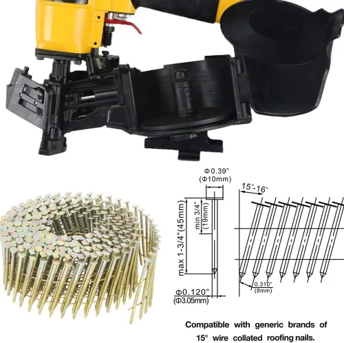 Miniatura 3 de CN45N - Clavadora para techos, pistola de clavos para techos de 15 grados, clavos de bobina de 3/4 a 1-3/4 pulgadas, 120 piezas de capacidad de Rojo