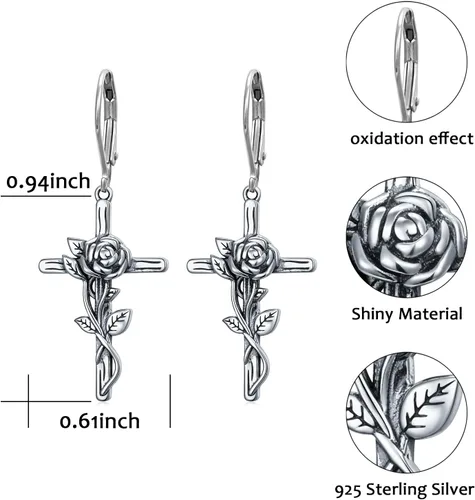 Miniatura 59 de Aretes colgantes de filigrana de plata de ley 925, margarita, loto, flor de rosa, piedra lunar, lágrima para mujer, nudo celta infinito, margarita