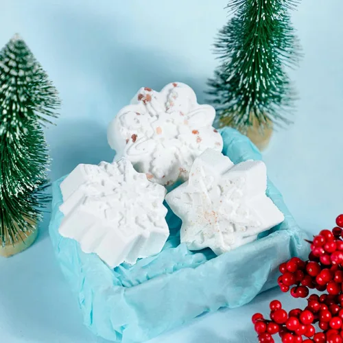 Miniatura 5 de LA SALT CO Bomba de baño de cristal de copo de nieve, trío de invierno del país de las maravillas, aromaterapia para baño o ducha, totalmente