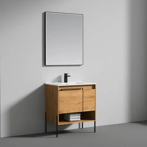 Miniatura 7 de Blossom Turin - Mueble de baño de roble Classik de 24 pulgadas con fregadero acrílico, gabinete independiente minimalista de madera, diseño moderno