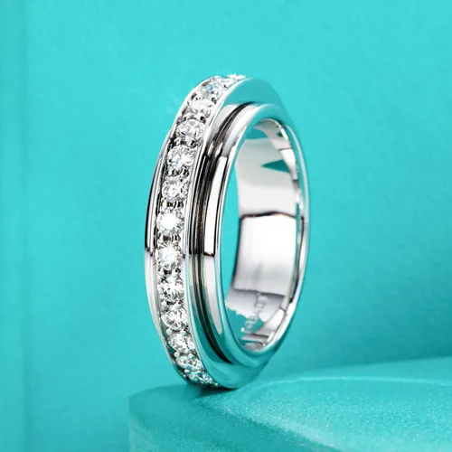 Miniatura 4 de AnuClub Anillos giratorios de moissanita chapados en 14 quilates, 0.079 in, color D, VVS1, bandas para ansiedad de moissanita para mujeres y hombres