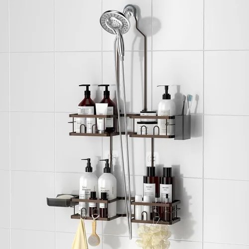 Miniatura 13 de REINHARDT Organizador de Ducha Ajustable Colgante Organizador de Ducha Resistente a la Oxidación para Cabezales de Ducha Portátiles, Organizador