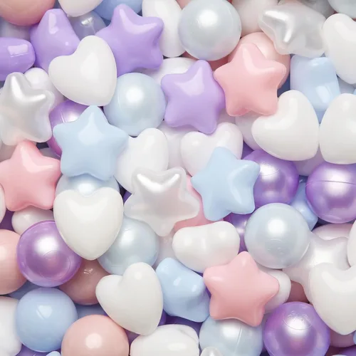 Miniatura 20 de Bolas de hoyo de TRENDPLAY en forma de estrella y corazón para niños pequeños - 50, 100, 200, 500 piezas de bolas de plástico para diversión y juego