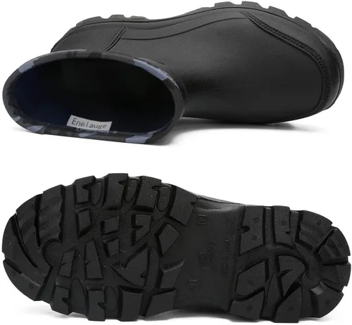 Miniatura 4 de Enelauge Botas cortas impermeables para hombre, calzado de lluvia de goma antideslizante