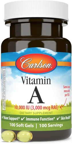 Miniatura 5 de Carlson - Vitamina A, 10000 UI (3000 mcg RAE), Visión Health, 100 cápsulas blandas