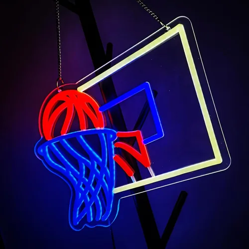 Miniatura 3 de Letreros de neón de baloncesto de 14 x 14 pulgadas, luces de pared para cerveza, bar, club, dormitorio, hotel, pub, cafetería, boda, regalos