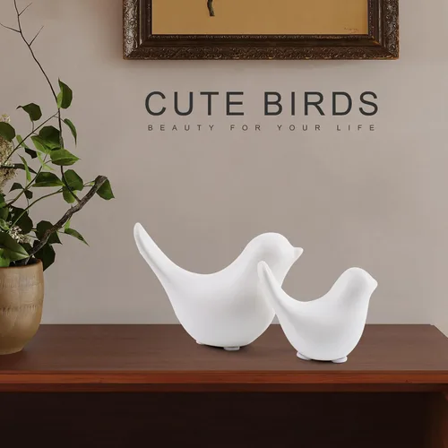 Miniatura 7 de Notakia Estatuas de pájaros blancos pequeños, decoración del hogar, adornos decorativos de estilo moderno para decoración de sala de estar, 2