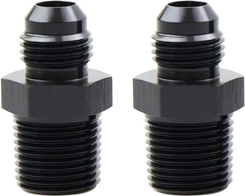 Miniatura 23 de Adaptador de tubo de manguera de combustible de aluminio recto 16AN acampanado a 3/4" NPT macho Unión de rosca negro