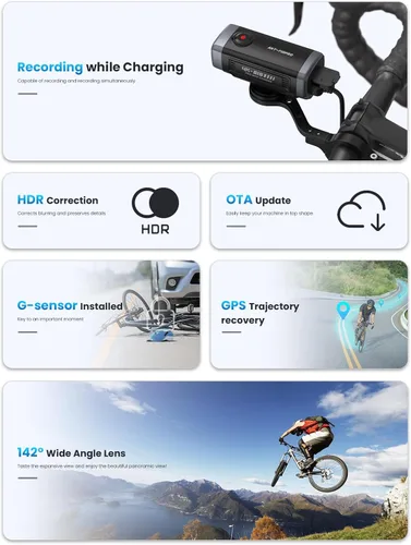 Miniatura 6 de AKEEYO -710Pro EIS Bike Cámara, 4K28FPS 20MP WiFi Cámara de acción con cámara impermeable IP66 Ultra HD, visión gran angular de 142° con tarjeta