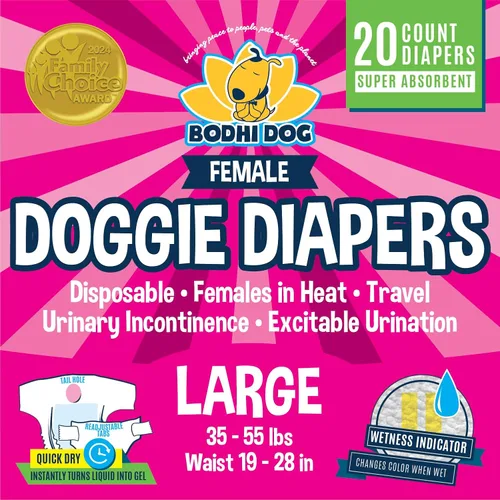 Miniatura 7 de Bodhi Dog Pañales desechables para perras, pañales súper absorbentes para el ciclo de calor de la hembra, ajuste ajustable para entrenamiento
