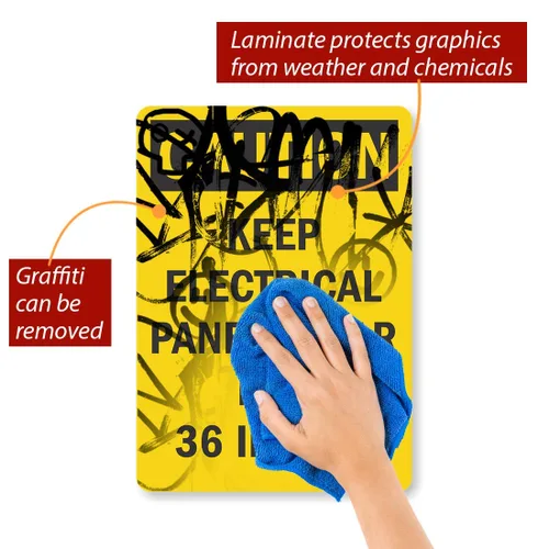 Miniatura 2 de SmartSign Etiqueta "Precaución: mantén el panel eléctrico transparente para 36 pulgadas" Vinilo laminado de 10 x 14 pulgadas