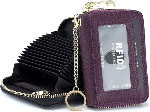Miniatura 8 de imeetu - Tarjetero RFID, Estuche para Tarjetas de Negocios de Cuero Genuino, Cartera con Bloqueo RFID para Mujeres y Hombres