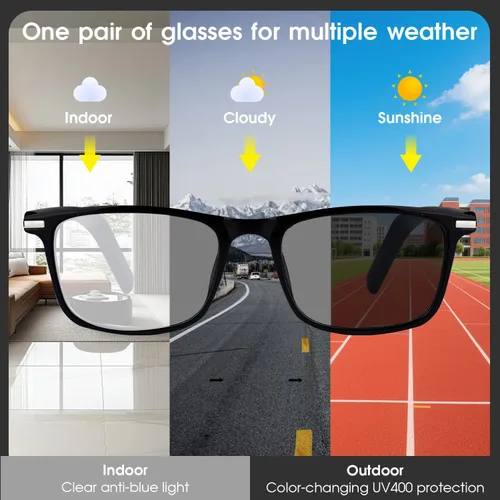 Miniatura 2 de Lentes inteligentes Al 2026 para hombres y mujeres, lentes de traducción Bluetooth con 164 idiomas, lente de cambio de color, música y llamadas