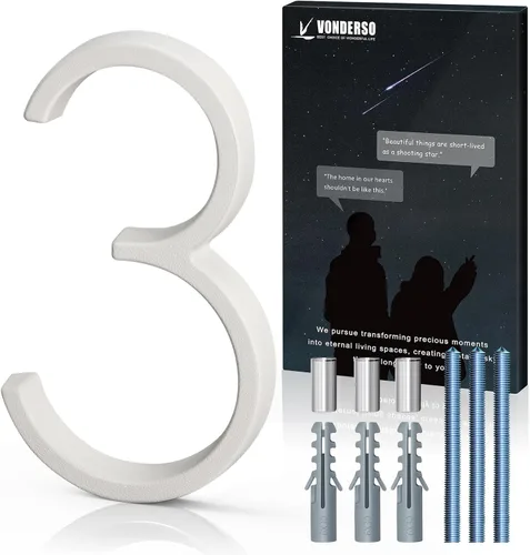 Miniatura 70 de VONDERSO Números flotantes de casa de 5 pulgadas para exteriores, números de dirección modernos de metal antioxidante (3), números de buzón Negro 3