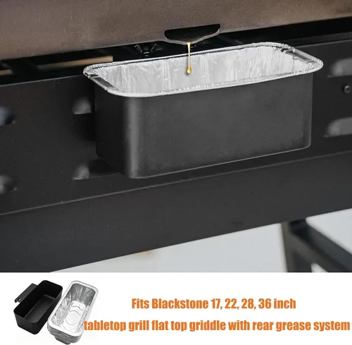 Miniatura 5 de Trampa de grasa para plancha Blackstone de 36 pulgadas, repuesto de recogedor de grasa de drenaje lateral con bandeja de aceite y taza de grasa