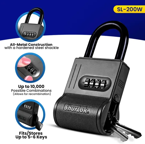 Miniatura 3 de ShurLok SL-100W candado a combinación de cuatro dígitos azul, SL-200W