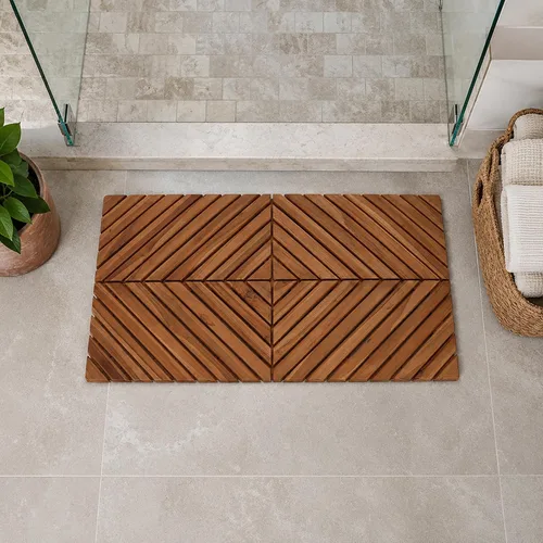 Miniatura 6 de Tapete de baño de teca - Tapete de ducha de baño - Alfombra de ducha de madera - Alfombra de ducha mate - Tapete de ducha de madera - Tapetes