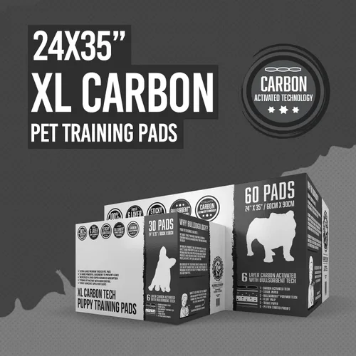 Miniatura 9 de Bulldoglogy Carbon Black XL Almohadillas para orina de perro para perros extra grandes con cinta adhesiva pegajosa - Almohadillas desechables