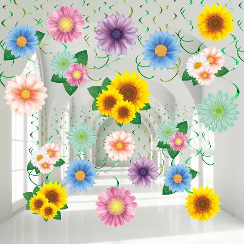 30 piezas de flores colgantes de mariposas, decoración de primavera y verano, Día de la Madre, girasol, baby shower, decoración para mujeres, hogar,