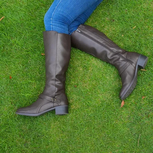 Miniatura 4 de Hawkwell Botas de equitación hasta la rodilla con cremallera doble para mujer