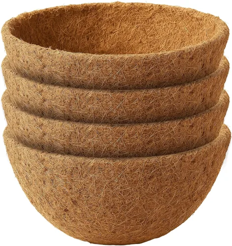 Miniatura 10 de Forro redondo de fibra de coco de 12 pulgadas para plantas, paquete de 2 macetas redondas de coco natural para macetas colgantes, cajas de ventana