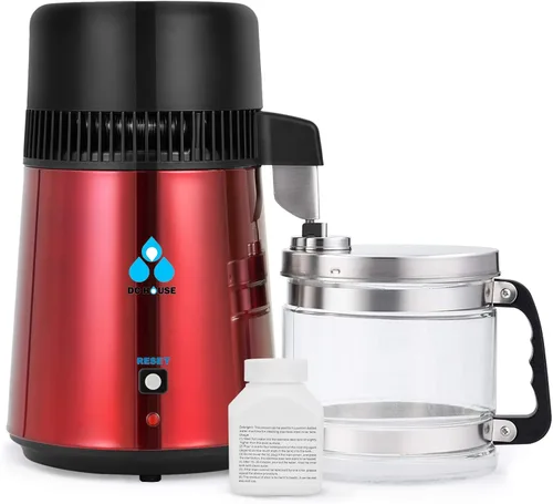 DC HOUSE Destilador de agua mejorado de 1 galón, máquina destiladora de agua pura de acero inoxidable de 4 litros con interruptor de encendido y