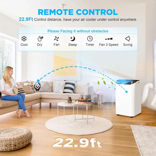 Miniatura 4 de Aire acondicionado portátil de 12000 BTU con control remoto, unidad de aire acondicionado de refrigeración independiente 3 en 1 con ventilador