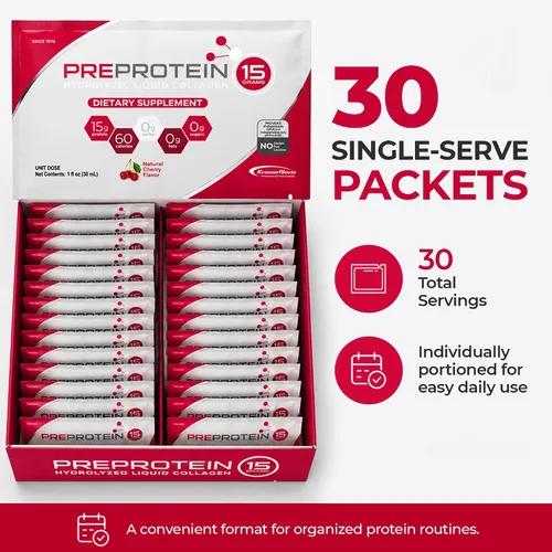 Miniatura 7 de PreProtein Paquetes de proteína líquida, 0.53 oz de proteína de colágeno, sin azúcar, cereza, 1 onza líquida de una sola porción, paquete de 30