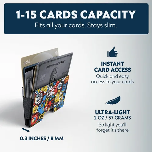 Miniatura 60 de Cartera de aluminio impresa 2.5D para hombres: clip delgado para dinero y tarjetero con barniz selectivo táctil. Bloqueo RFID mejorado, compacto