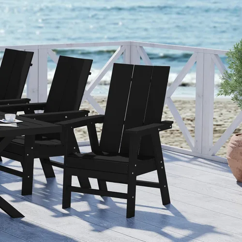 Miniatura 21 de WestinTrends Malibu Outdoor Patio HDPE Adirondack Silla de comedor para patio, color negro