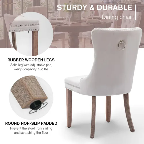 Miniatura 7 de SoarFlash Juego de 6 sillas de comedor de terciopelo, silla lateral de respaldo alto, silla lateral tapizada moderna de alta gama con capitoné