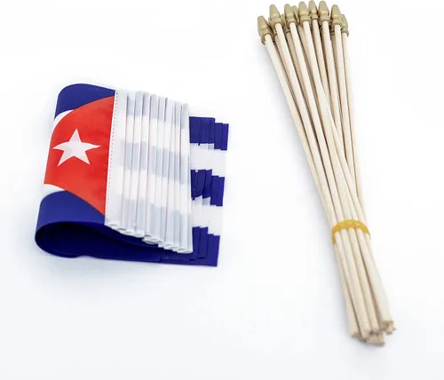 Miniatura 3 de TSMD Mini banderas de mano cubanas pequeñas, 5 x 8 pulgadas, paquete de 12