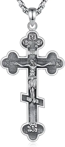 Miniatura 160 de Vito Collar de plata de ley 925 para mujeres y hombres, San Benito, crucifijo, Caravaca, San Cristóbal, San Judas, medalla patronal, amuleto