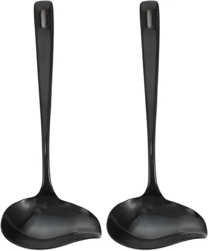 Miniatura 8 de OSALADI Cuchara de sopa Duckbill de acero inoxidable con mango largo resistente a derrames, diseño para salsas y postres de 7.48 pulgadas, utensilio