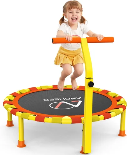 Miniatura 8 de ANCHEER 38'' Toddler Trampoline,150lbs Capacity Mini Trampoline for Kids Ages 1-6, Adjustable Handle, Foldable & Easy to Assemble, Baby Trampoline