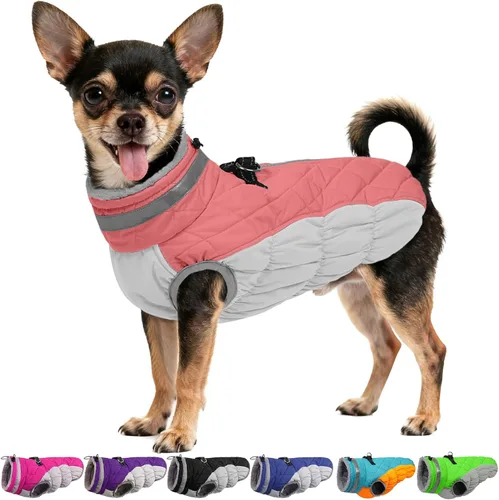 Miniatura 22 de Abrigo de invierno para perro, chaqueta grande para perro, chaqueta impermeable para mascotas con cremallera trasera, abrigo para mascotas con arnés