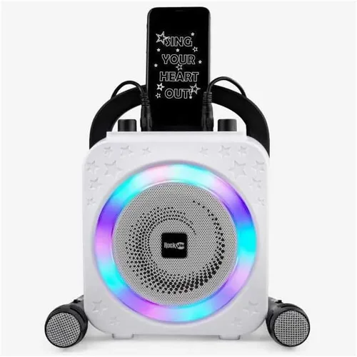 Miniatura 4 de RockJam Máquina de karaoke Bluetooth recargable de 10 vatios con dos micrófonos, espectáculo de luz y efectos de voz