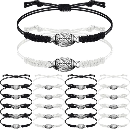 Miniatura 8 de Hicarer 20 pulseras de fútbol ajustables con dijes de fútbol, regalos de fútbol para mujeres y hombres, la mayoría de jugadores de equipo deportivo