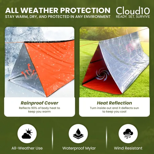 Miniatura 5 de CloudTen Emergency Tent: Lightweight 2 Person Survival Tent with Multi-Function Paracord Bracelets - Essential Survival Gear & Bug Out Bag Items for