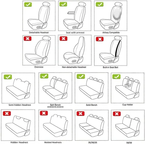 Miniatura 5 de [Entrega en Estados Unidos para Hyundai Santa Cruz - Juego completo de fundas de asiento de coche de cuero impermeable para asiento delantero