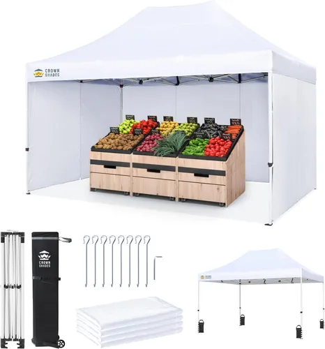 Miniatura 17 de CROWN SHADES Carpa Toldo Desplegable, Carpa Toldo Comercial 8x8 con 4 Paredes Laterales, Ruedas de 4", 4 Pesos Mejorados, Centerlock Patentado, Tela