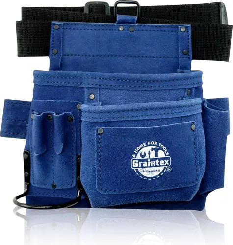 Miniatura 14 de Graintex Cinturón/Bolsa de herramientas de piel de ante de 5 bolsillos Rosa Cinturón de herramientas de cuero multiusos para mujeres y hombres