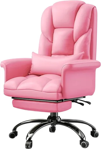 Miniatura 10 de Ergonomic Office Chair with Footrest, High Back PU Leather Executive Computer Chair with 135° Backrest and Lumbar Support for Home Desk Task, Easy
