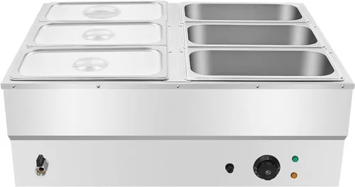 Calentador de alimentos eléctrico comercial de 6 bandejas, 110 V, 850 W, de acero inoxidable, para encimera de bufé, vaporizador de vapor, mesa de 6