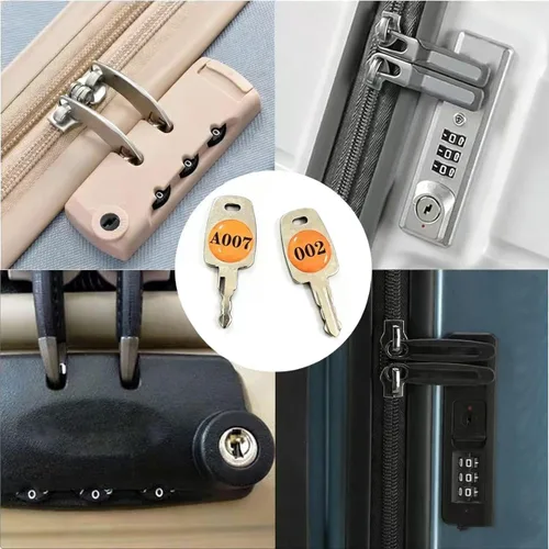 Miniatura 3 de TSA 007 Key 002 Master - Llaves de repuesto para cerradura de equipaje, 2 llaves de emergencia con anillos para maleta, solución de bloqueo